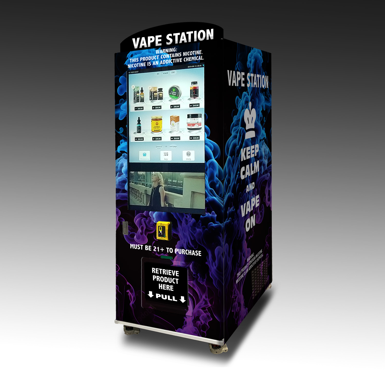 A custom vape vending machine built for Vape Station.