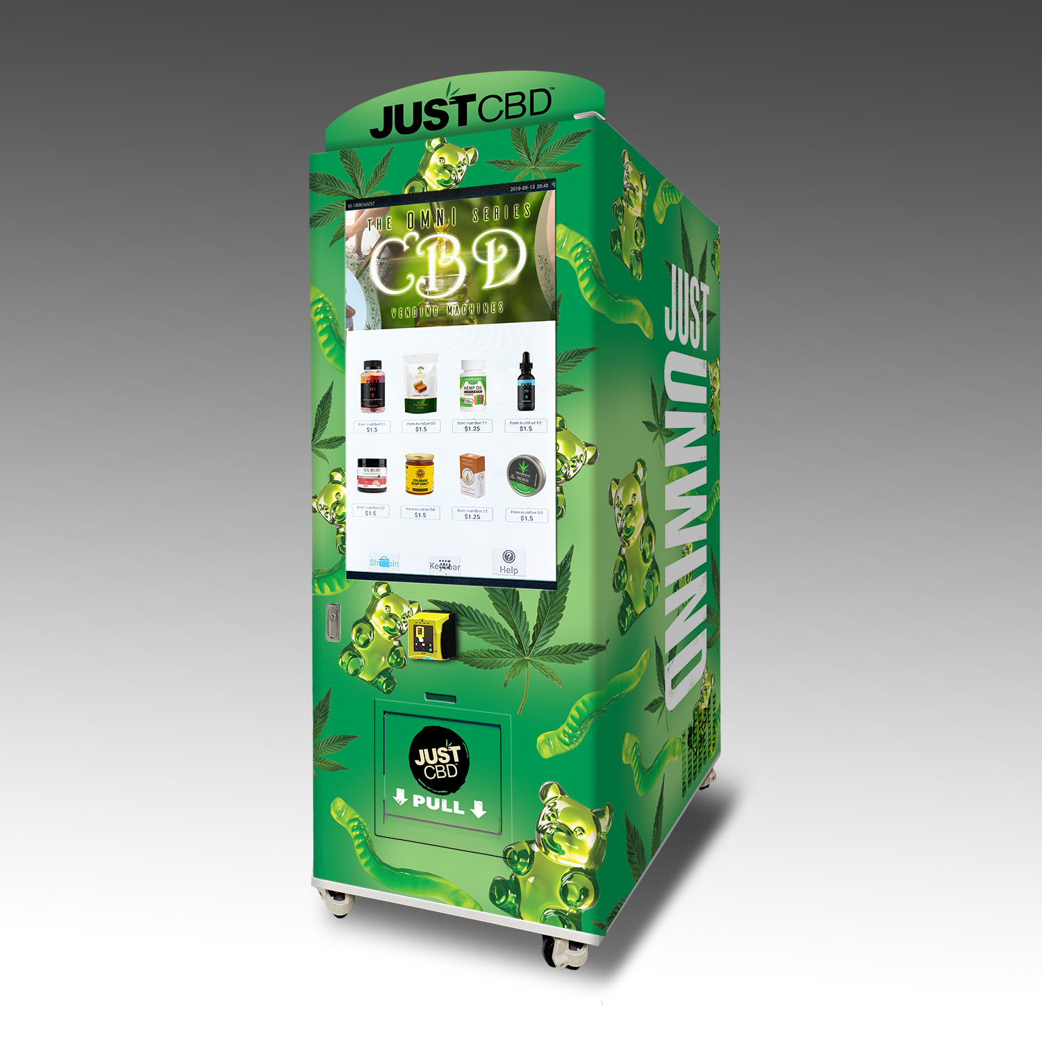 A custom CBD vending machine built for Just CBD.