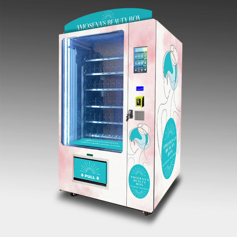 A custom cosmetics vending machine built for Amosena's Beauty Box.