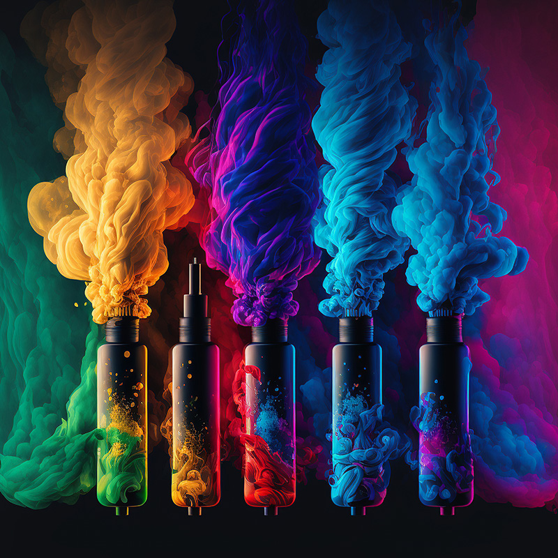 Artwork for vapes being vending in a custom vending machine for with ID verification.