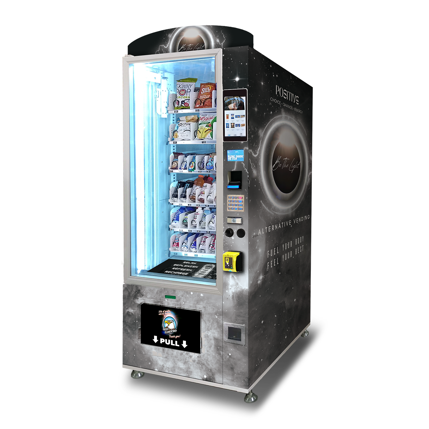 A custom alternative health vending machine built for Be The Light.