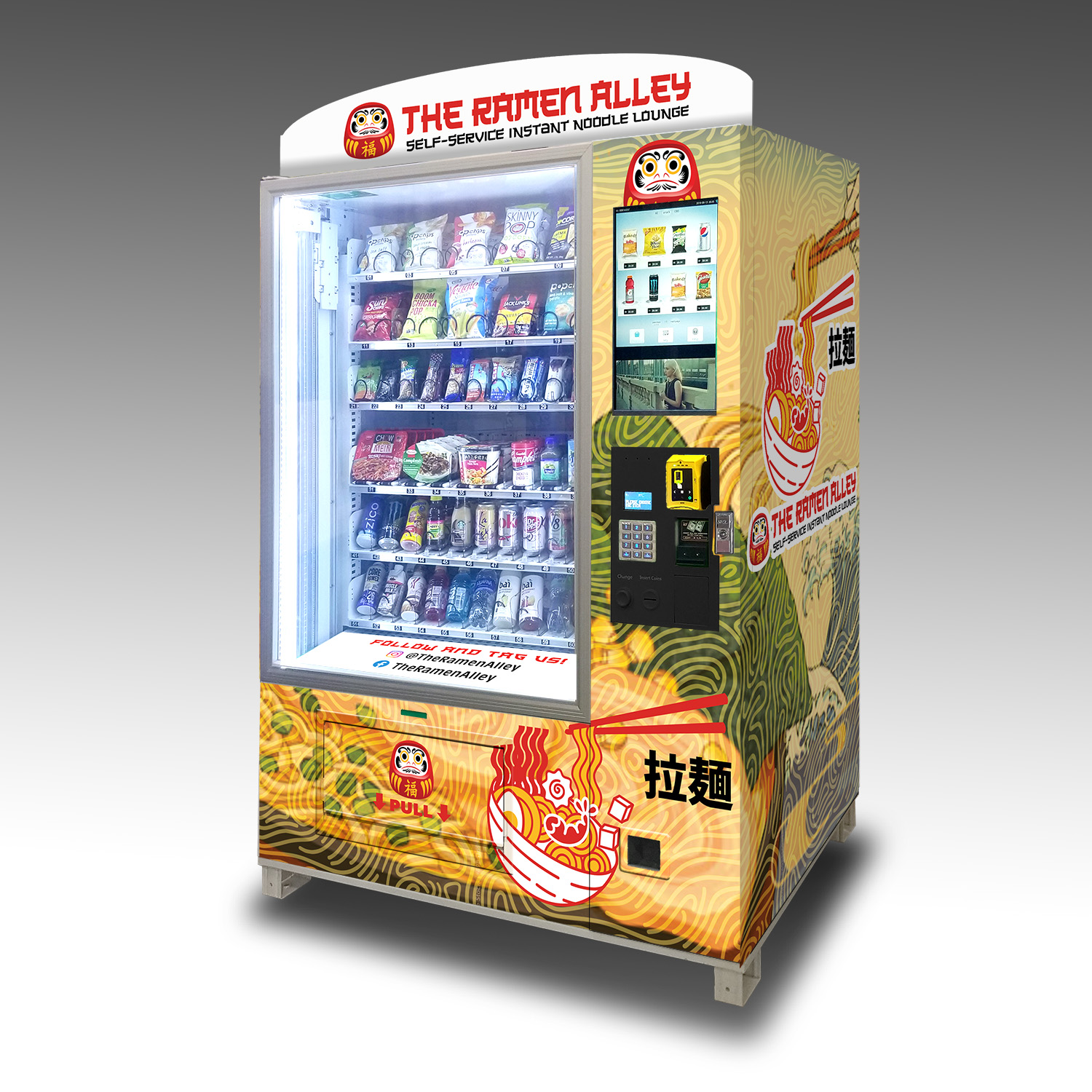 A custom ready-made ramen dinner vending machine.