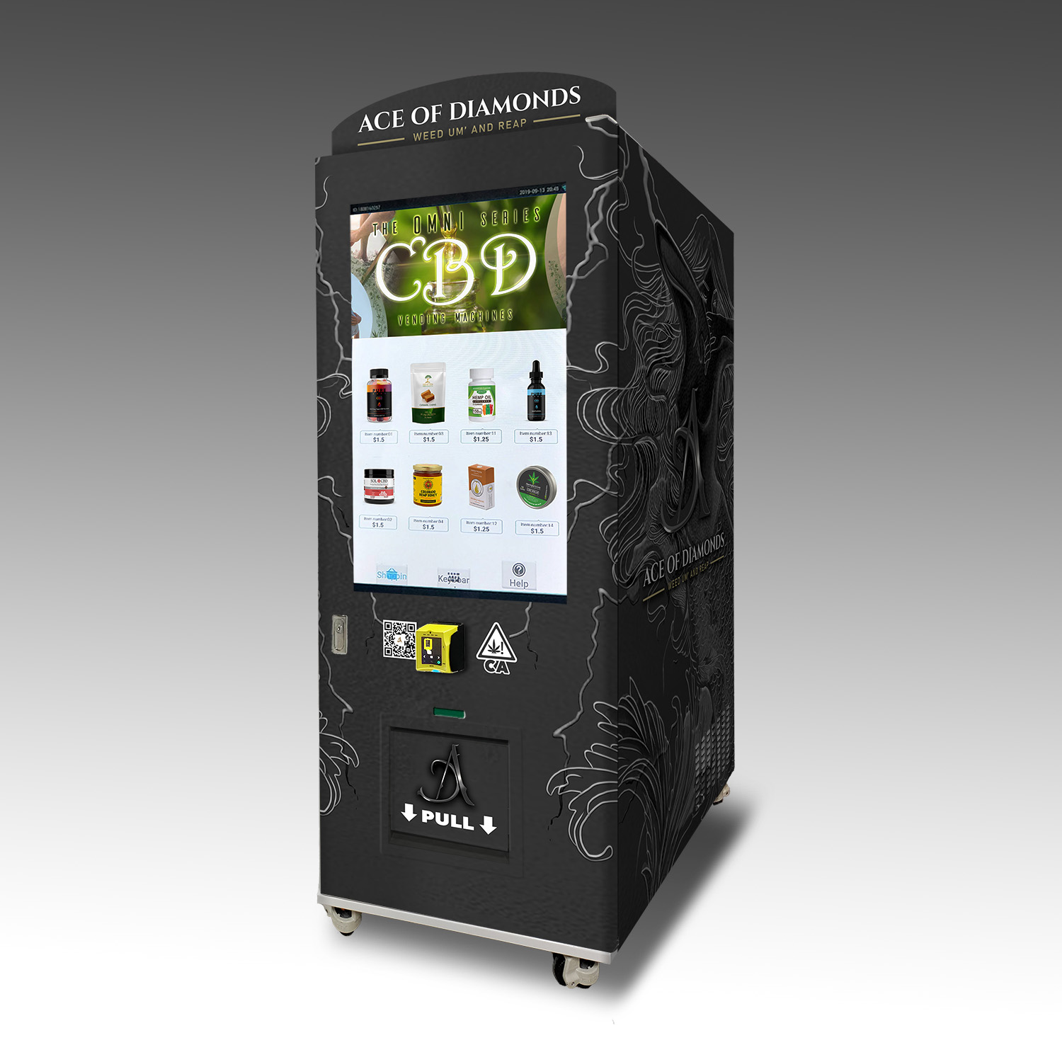 A custom CBD vending machine built for Ace of Diamonds.